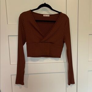 Burnt Orange Long Sleeve Crop Top